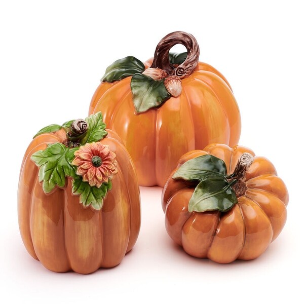 Fitz and Floyd Harvest Pumpkin Figurines Set of 3