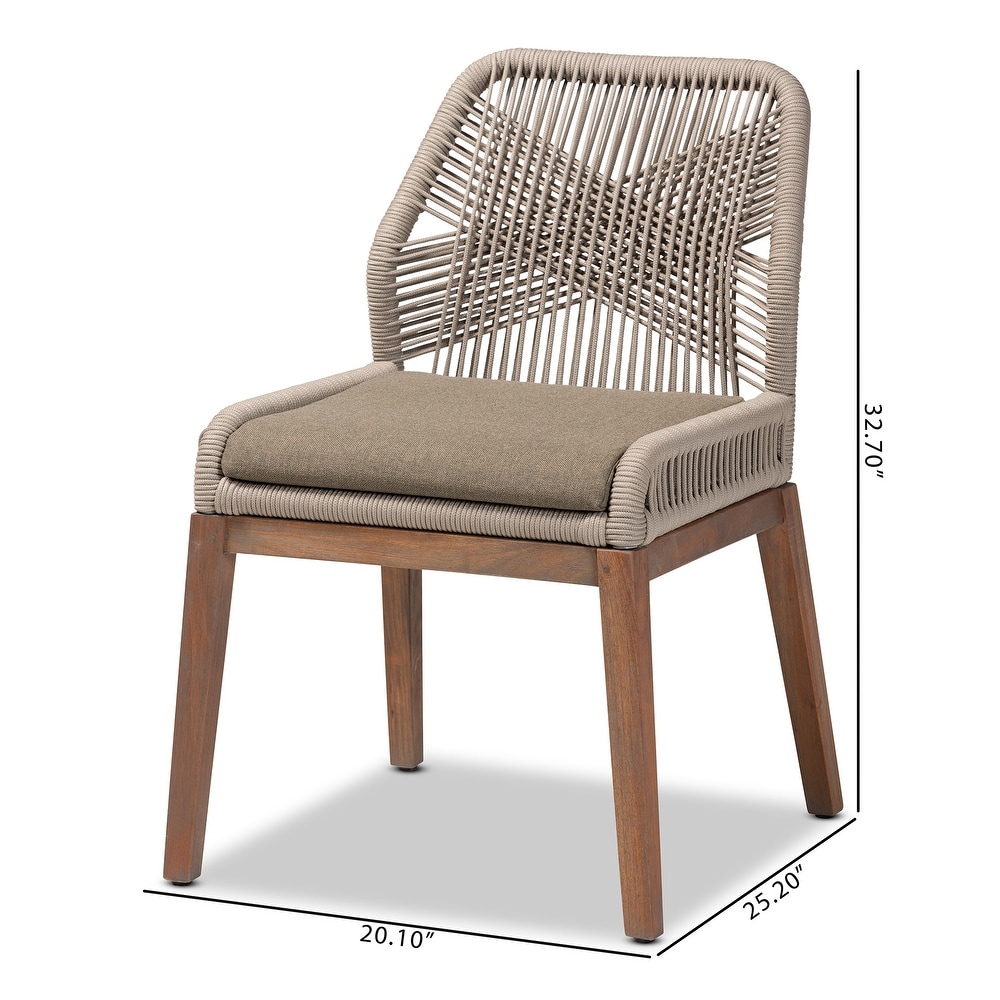 Jennifer Transitional Woven Rope Mahogany Dining Side Chair Grey