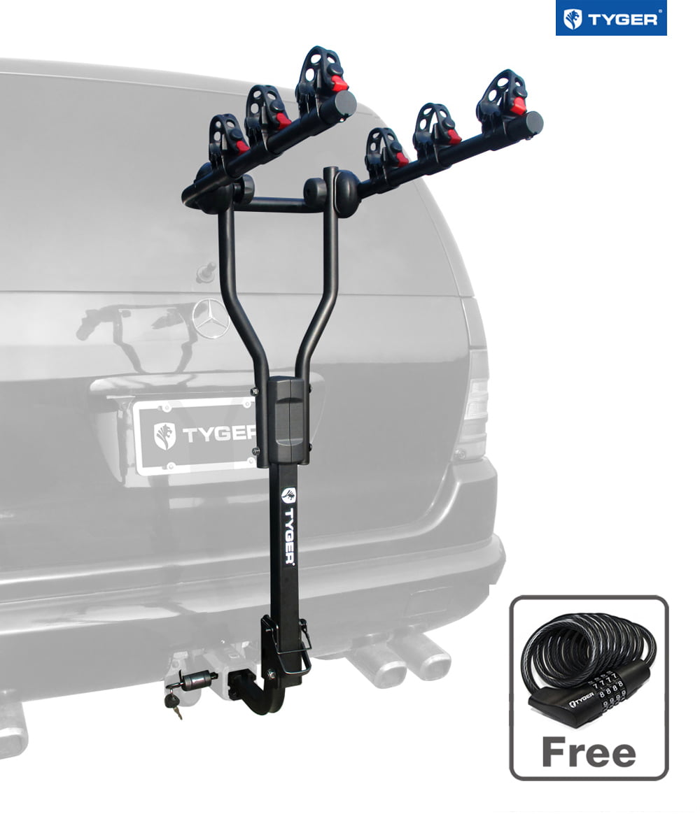 Tyger Auto TG-RK3B101S 3-Bike Hitch Mount Bicycle Carrier Rack | Free Hitch Lock and Cable Lock | Compatible with both 1.25