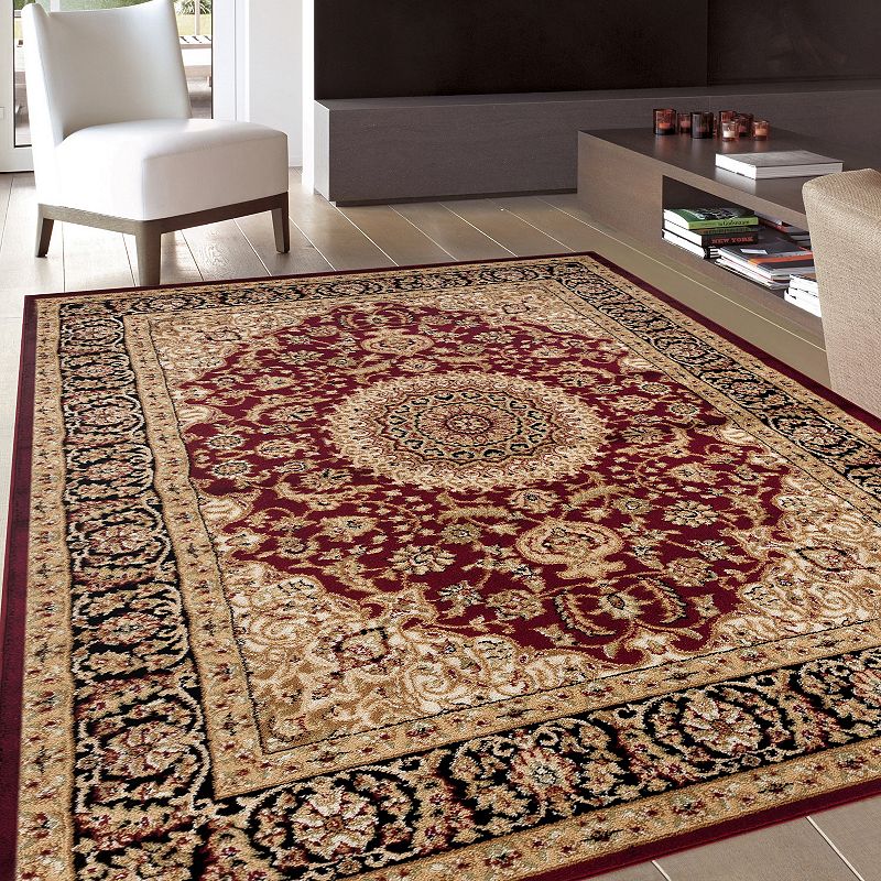 World Rug Gallery Alpine Traditional Framed Floral Rug