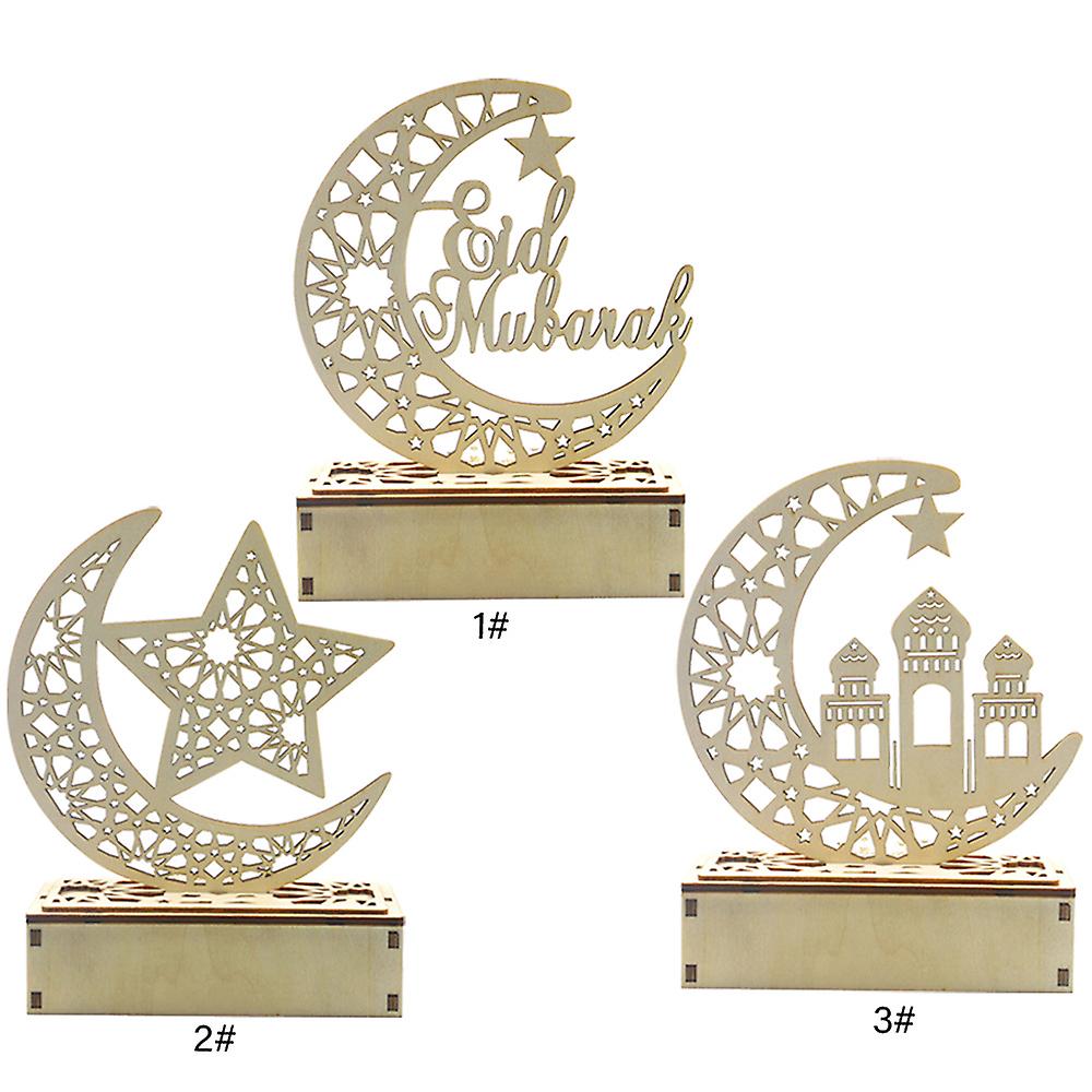 Wooden Moon L-ed Light Decoration Ramadan Eid Mubarak Home Decor Craft  1