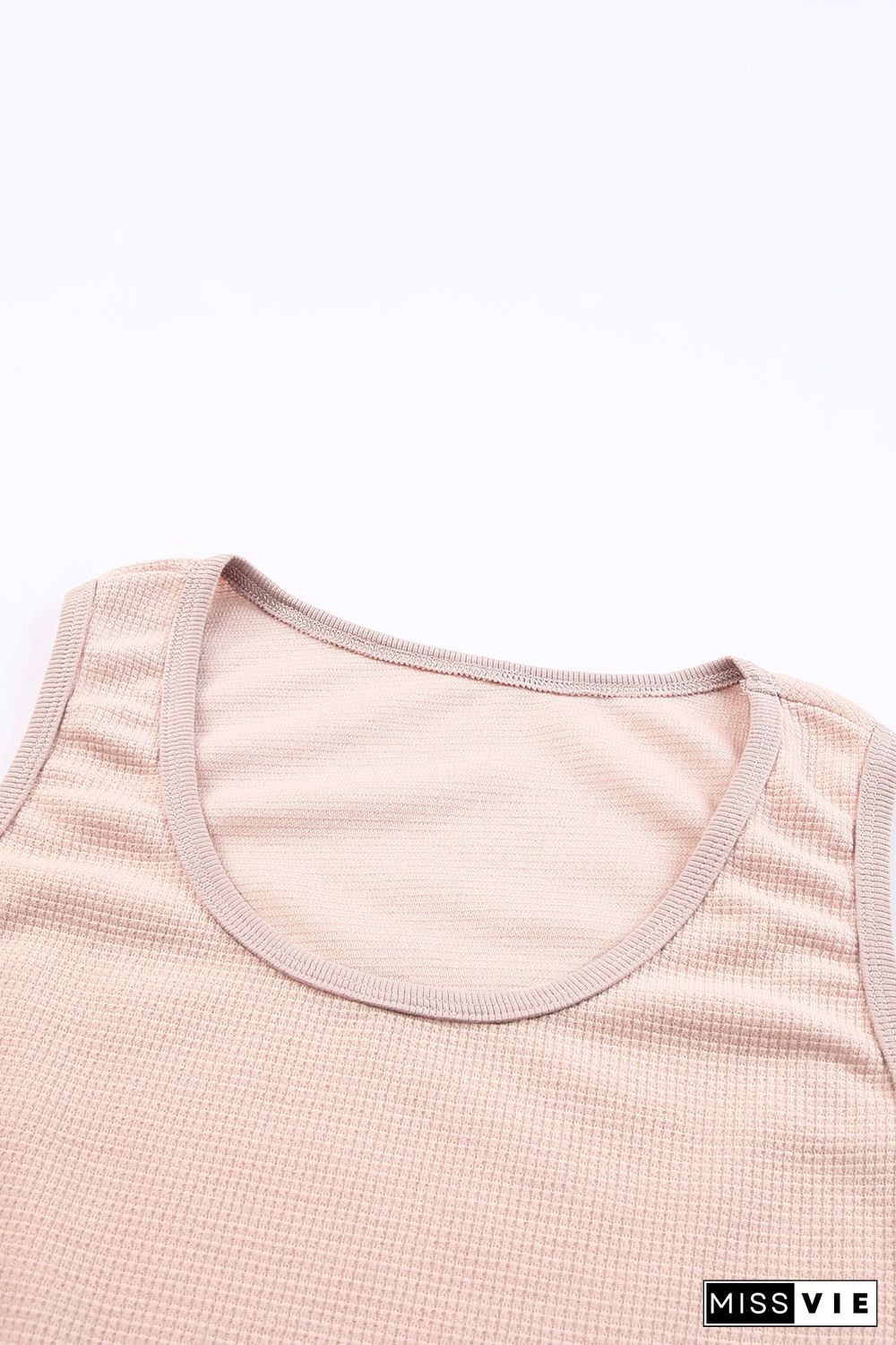 Plain Waffle Knit U Neck Tank Top