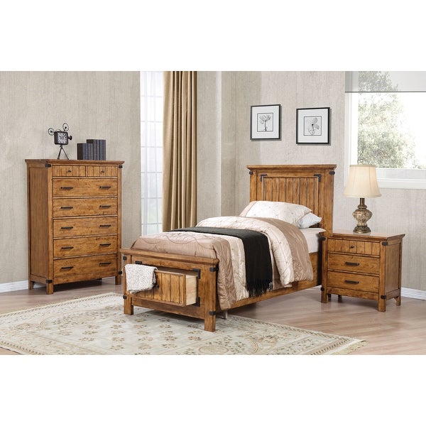 Dalton Rustic Honey 4-piece Storage Bedroom Set - - 33987945