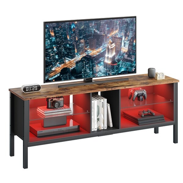 LED Entertainment Center， 65 inch Gaming TV Stand for 70 inch TV