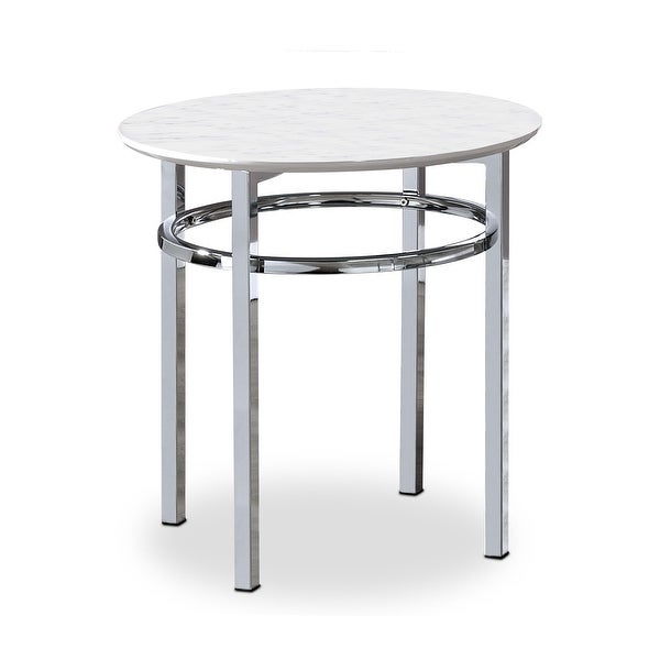 Furniture of America Zera Contemporary White and Chrome 22-inch Side Table