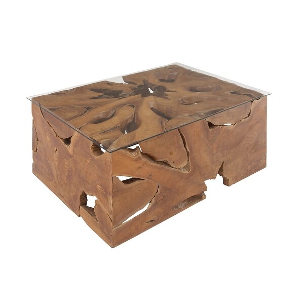 Brown Teak Rustic Coffee Table 18 x 40 x 28 - 40 x 28 x 18