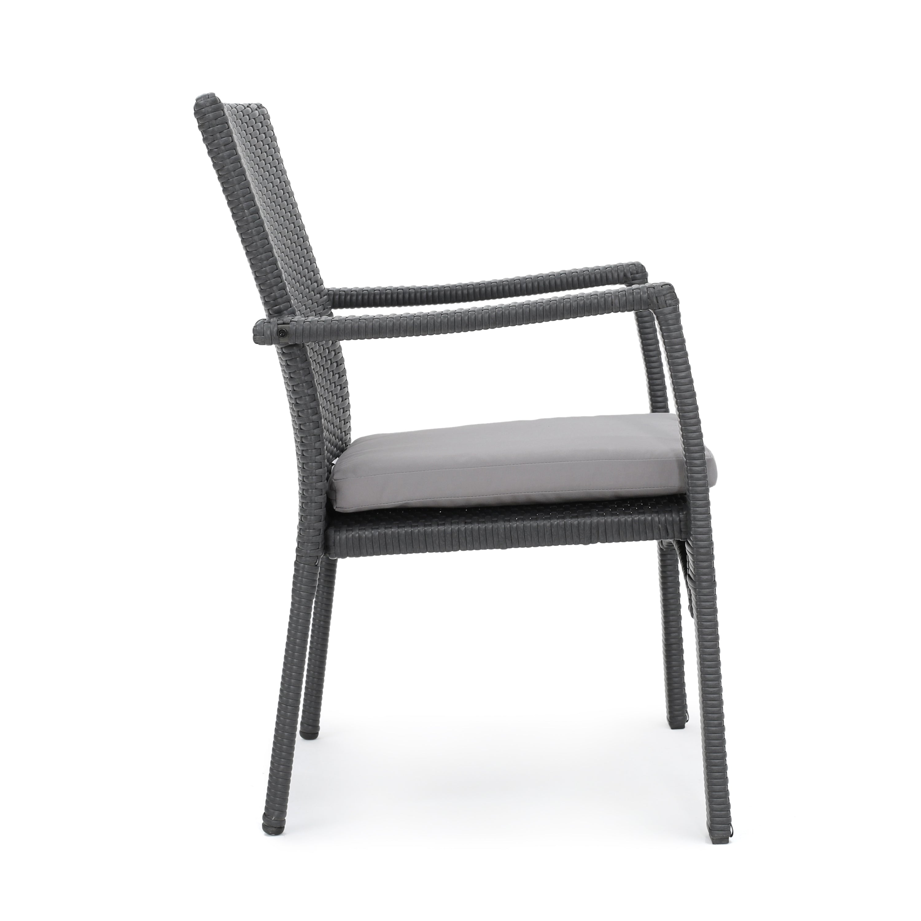 Tigua Outdoor Grey Wicker Dining Chair with Cushions (Set of 2)