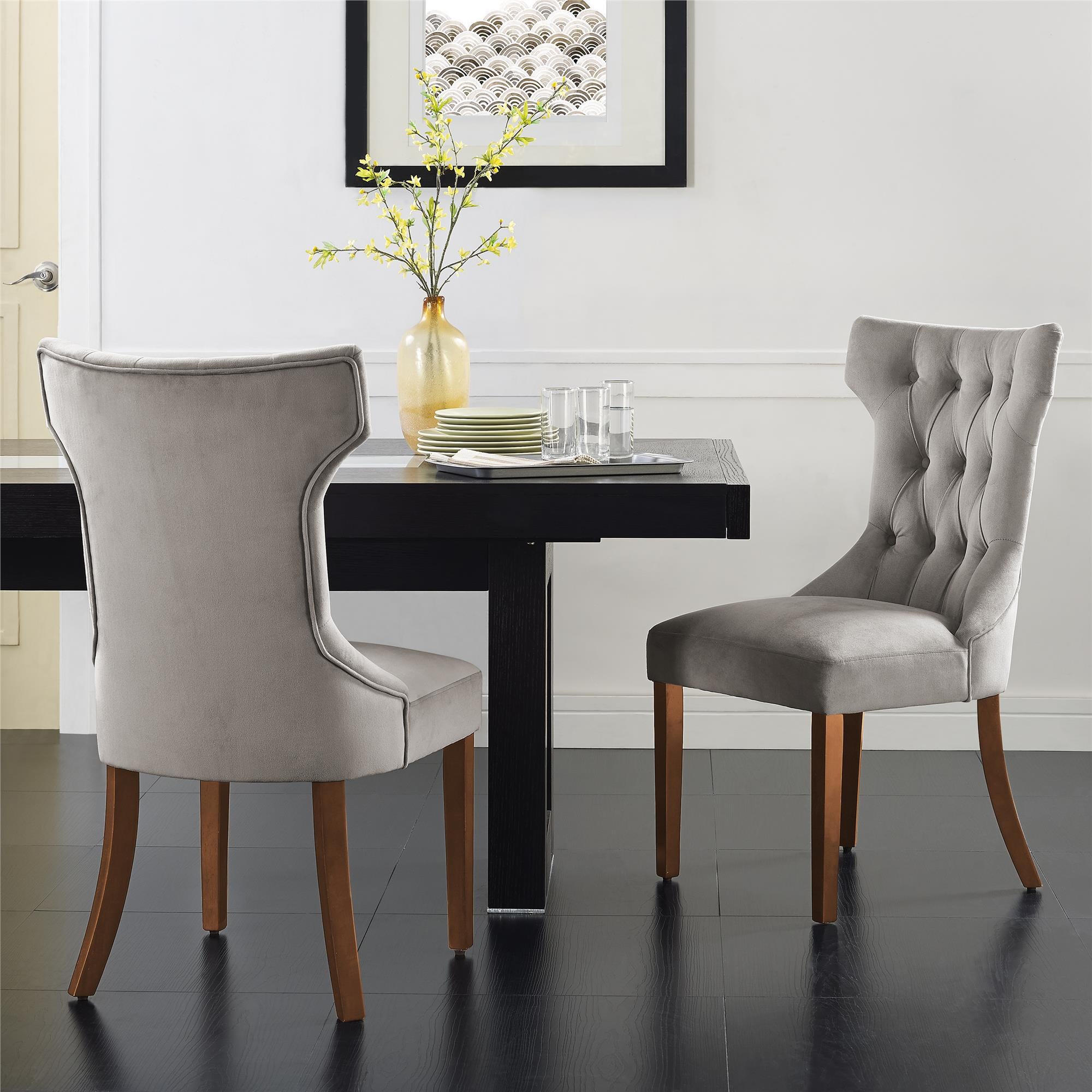 Ember Interiors Clairborne Tufted Dining Chair， Set Of 2， Taupe