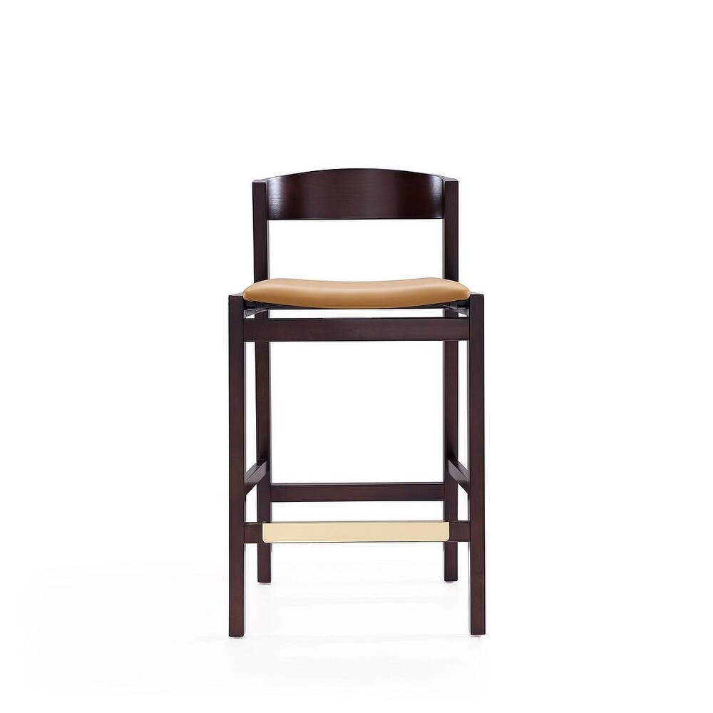 Manhattan Comfort Klismos 36.75 in. Dark Walnut Beech Wood Counter Height Bar Stool