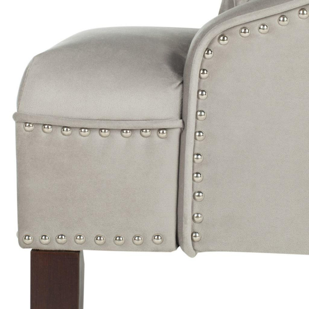 Paxton Velvet Settee W/ Silver Nailheads Grey/ Espresso   Transitional   Loveseats   by AED Luxury Home Decor  Houzz