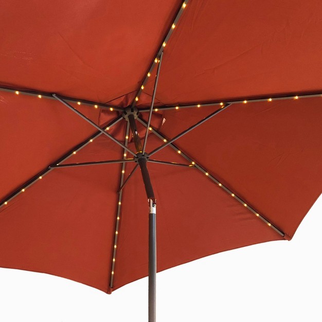 9 x27 X 9 x27 Round Lighted Patio Umbrella Rust Tropishade