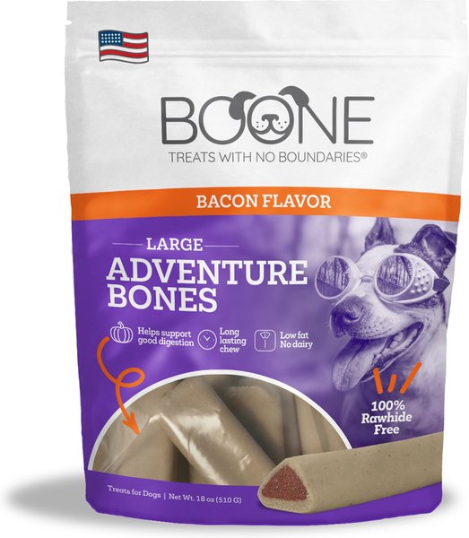 Boone Big Adventure Bones Bacon and Pumpkin Dog Chew Treats， 18-oz bag