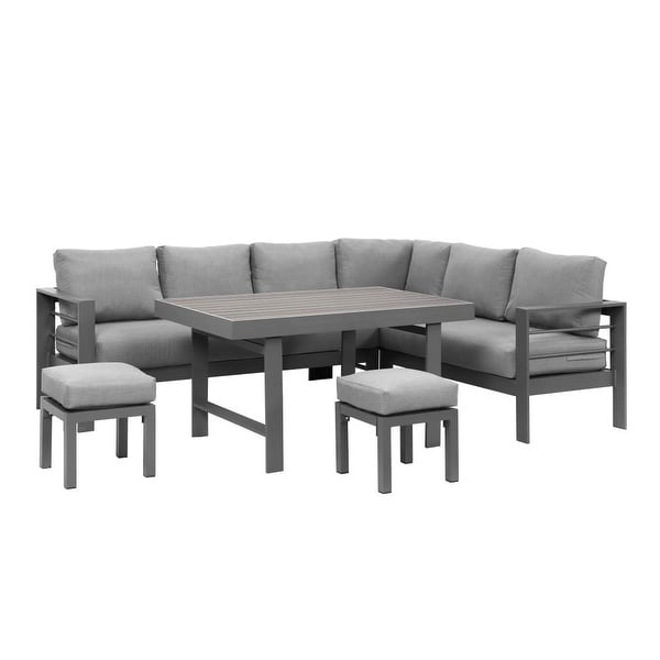 6Pieces Outdoor Dining Set with Aluminum Frame and Cushions