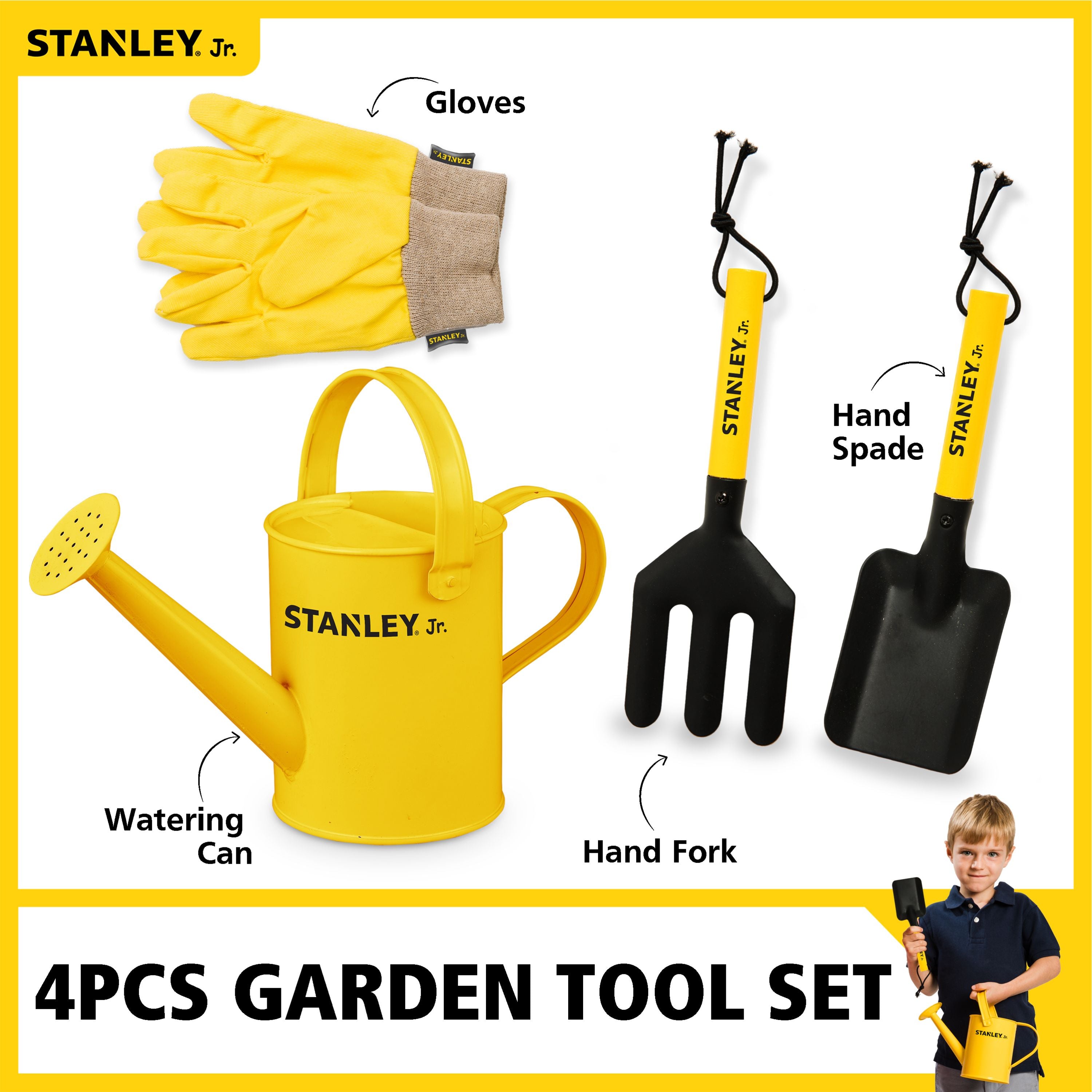 STANLEY Jr Toy Gardening Tool Set With Gloves and Watering Can