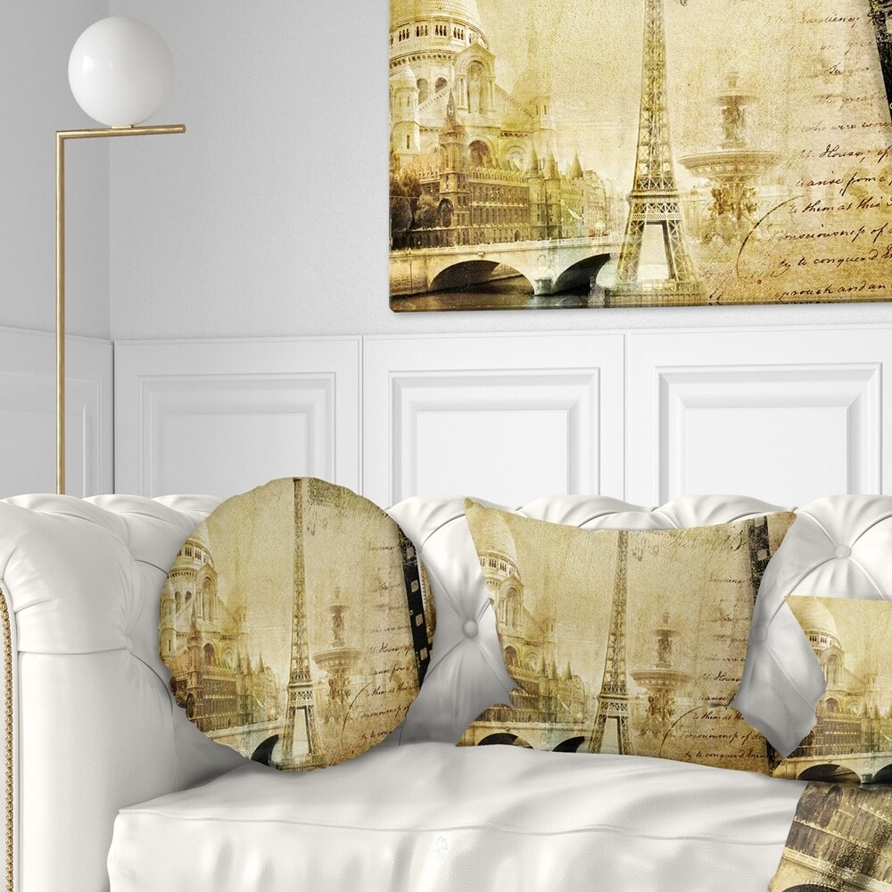 Designart 'Paris Memories' Vintage Throw Pillow