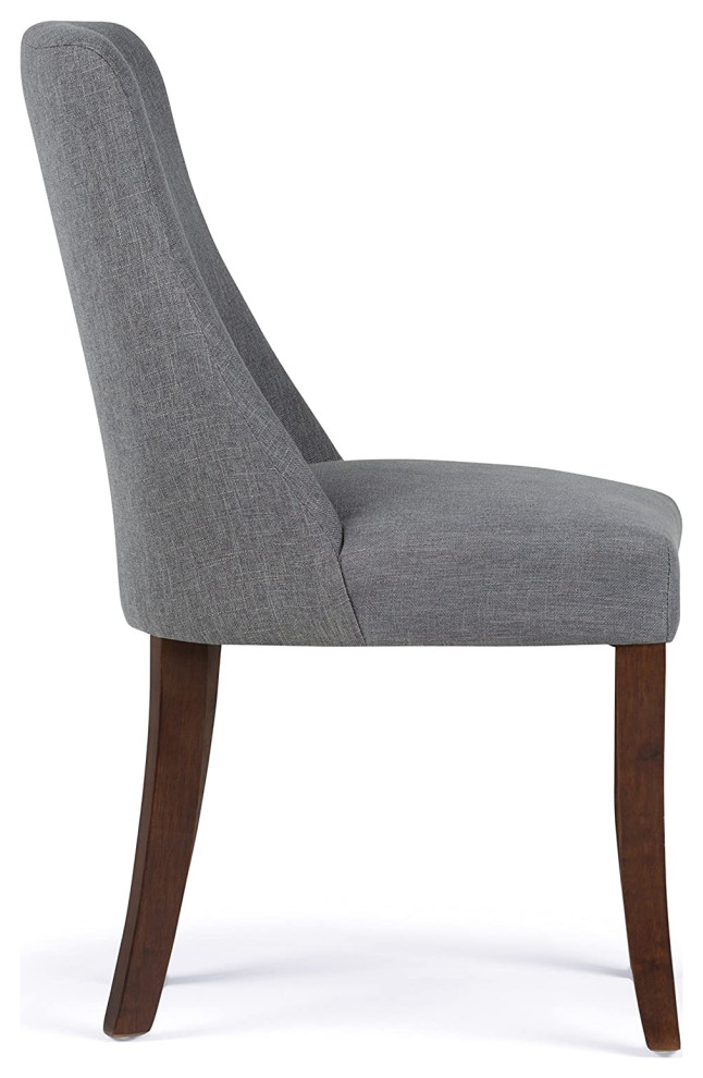 Set of 2 Dining Chair  Hardwood Legs With Linen Seat and Curved Back  Slate Grey   Transitional   Dining Chairs   by Declusia  Houzz