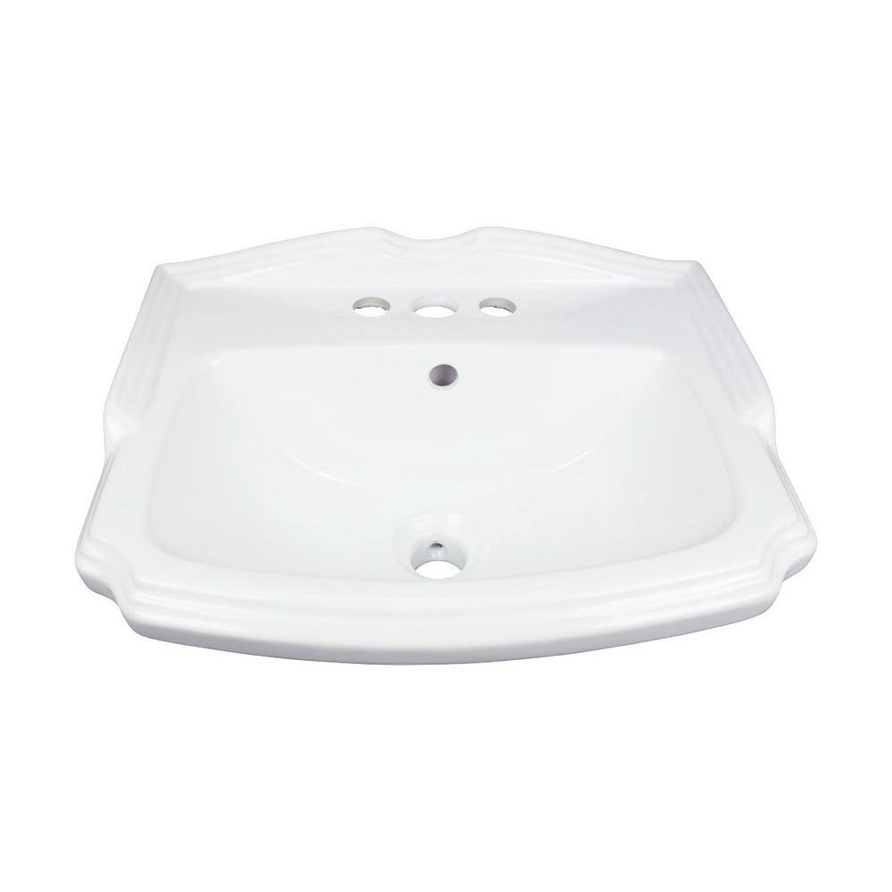 RENOVATORS SUPPLY MANUFACTURING Cloakroom 19 in. Pedestal Combo Bathroom Sink in White with Overflow 19355