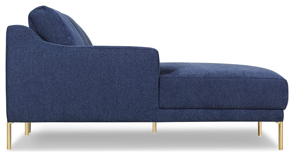 Left Facing Sectional Sofa  Brass Plated Legs  ampPolyester Seat   Contemporary   Sectional Sofas   by Decor Love  Houzz