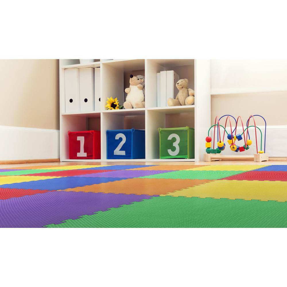 Norsk Rainbow 24 in. x 24 in. x 0.47 in. Foam Interlocking Floor Mat (6-Pack) 241647