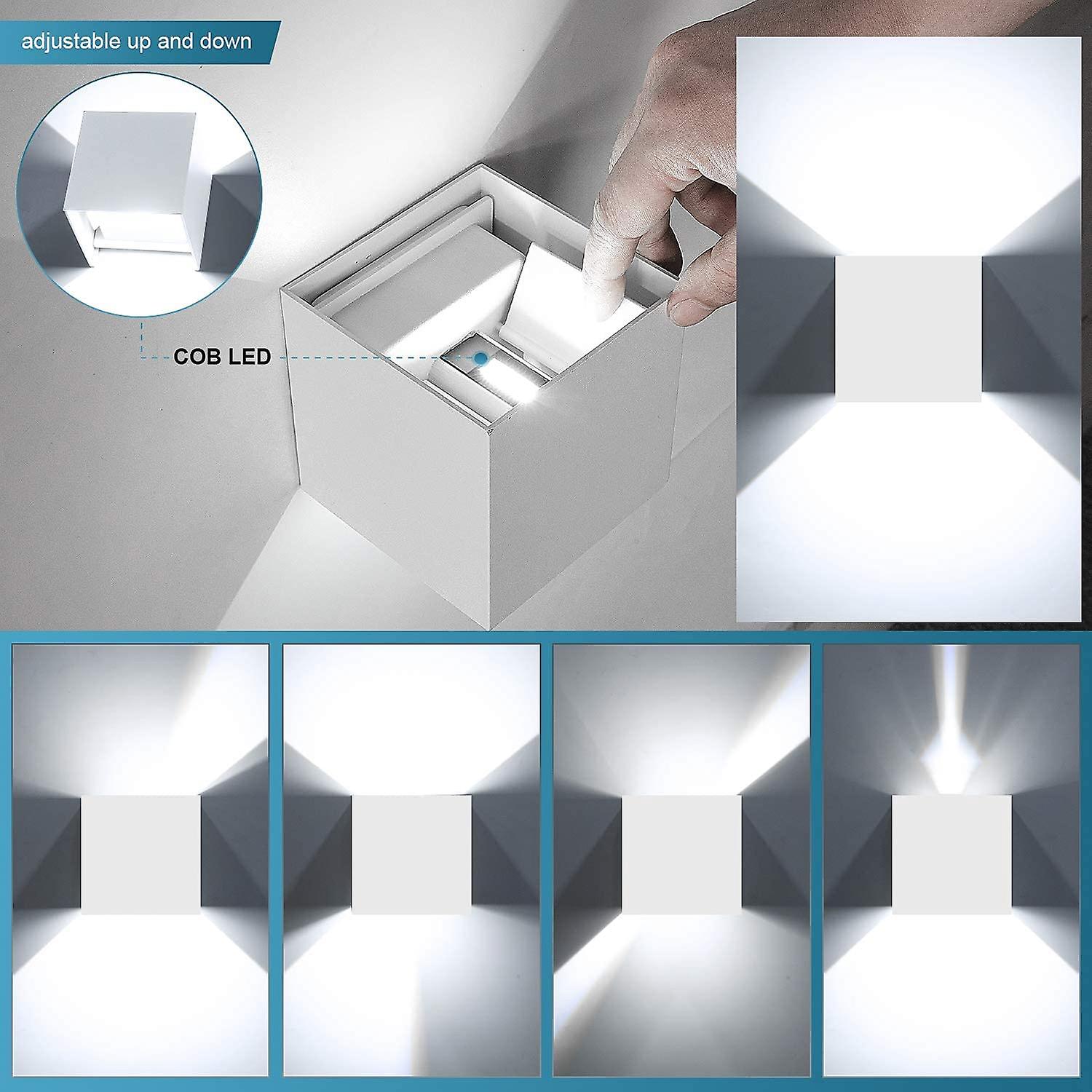 4 Pack Led Wall Light 12w Waterproof Ip65 Adjustable Outdoor Wall Light Up Down Design 6000k White