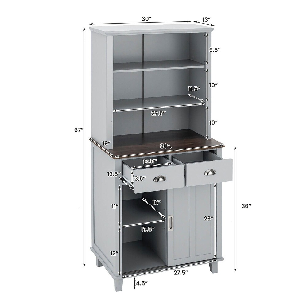 Gymax Freestanding Buffet Hutch Kitchen Pantry Storage Cabinet w/