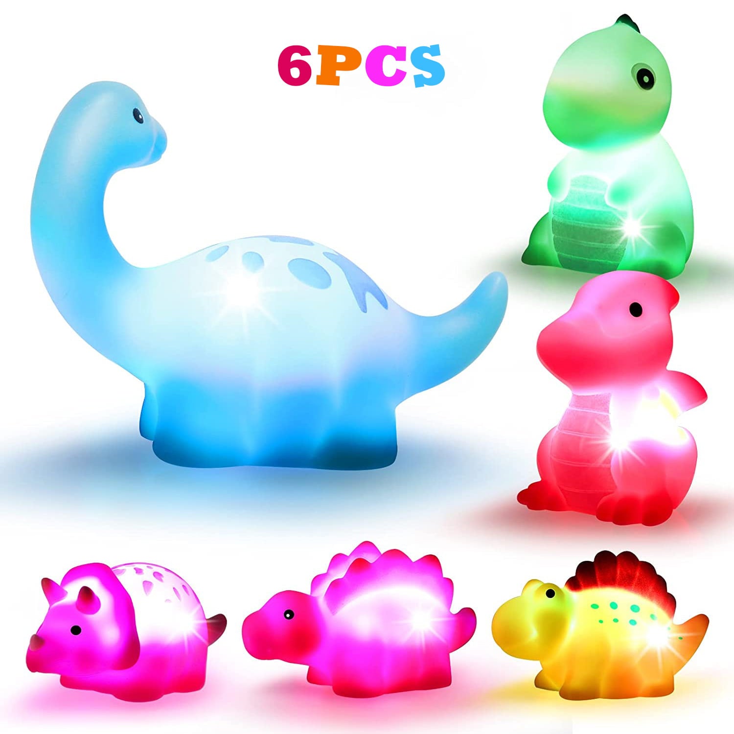 Bath Toys for Kids， Dinosaur Light-Up Floating Bath Toys for Toddler， Baby Bathtub Toys for Boys Girls， Ages 3 4 5 6 Year Old