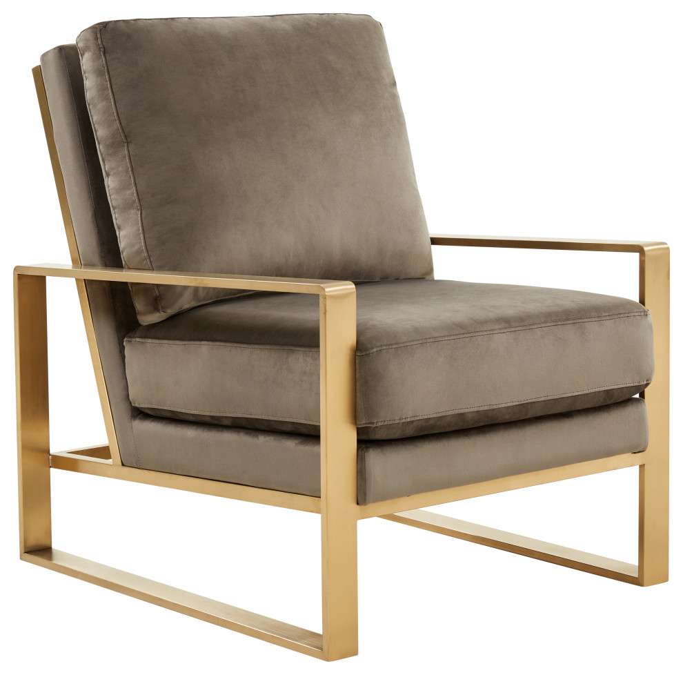 LeisureMod Jefferson Velvet Accent Armchair With Gold Frame   Contemporary   Armchairs And Accent Chairs   by LeisureMod  Houzz