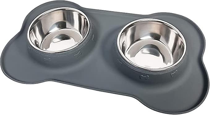 Dog Food Bowl Stainless Steel Dog Food Water Bowl Dog Bowl Non-spillable Non-slip Silicone Mat Feeding Bowl For Small Medium Large Dogs， Cats， Puppies