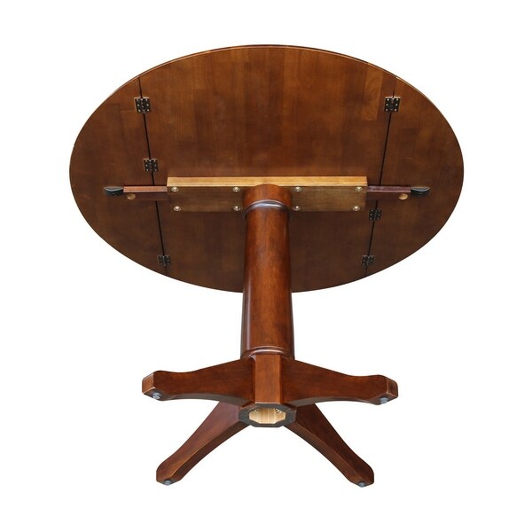 42 in. Round Top Dual Drop Leaf Pedestal Dining Table