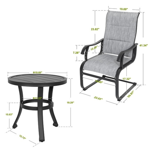 Nuu Garden 3Piece Outdoor Bistro Set，Breathable Textilene，Durable Iron Frame