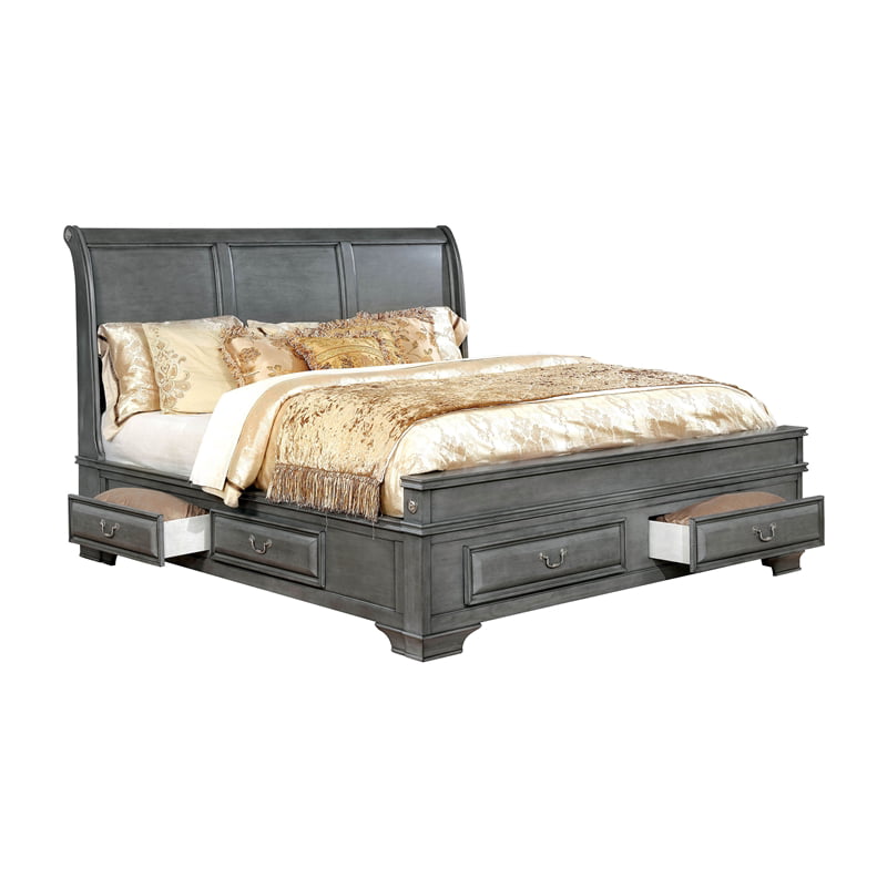 Furniture of America Bradford Wood King Storage Platform Bed in Gray