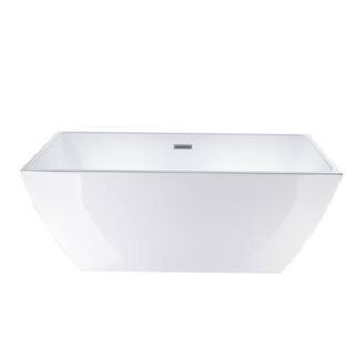 Vanity Art Montpellier 59 in. L x 30 in. W Acrylic Flatbottom Freestanding Bathtub in WhiteClassic Chrome VA6821