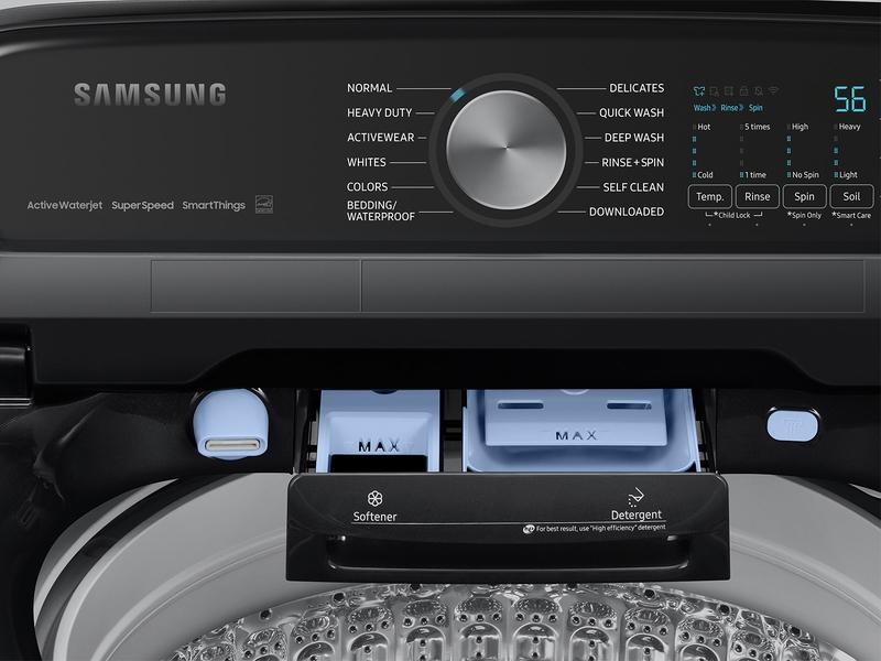 Samsung WA52DG5500AVUS 5.2 Cu. Ft. Large Capacity Smart Top Load Washer With Super Speed Wash In Brushed Black