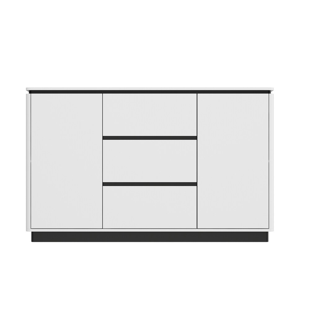 White/Black Accent Sideboard Contemporary Storage Cabinet for Any Room   55.1“W