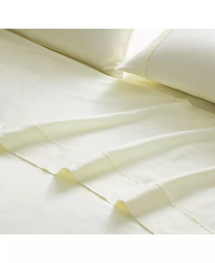 Brielle Home 400 Thread Count Solid Cotton Sateen Sheet Set， King