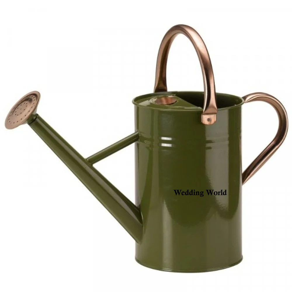 Galvanized Water Can High Quality Handmade Designer Fancy Watering Can Round Shape Green Color Wholesale Metal Water Can