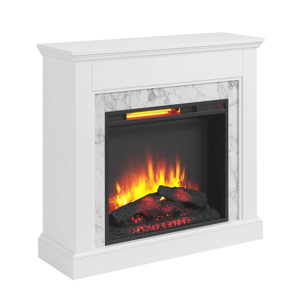 Home Decorators Collection Northglenn 36 in. Freestanding Faux Marble Surround Electric Fireplace in White Oak 1418FM-23-251