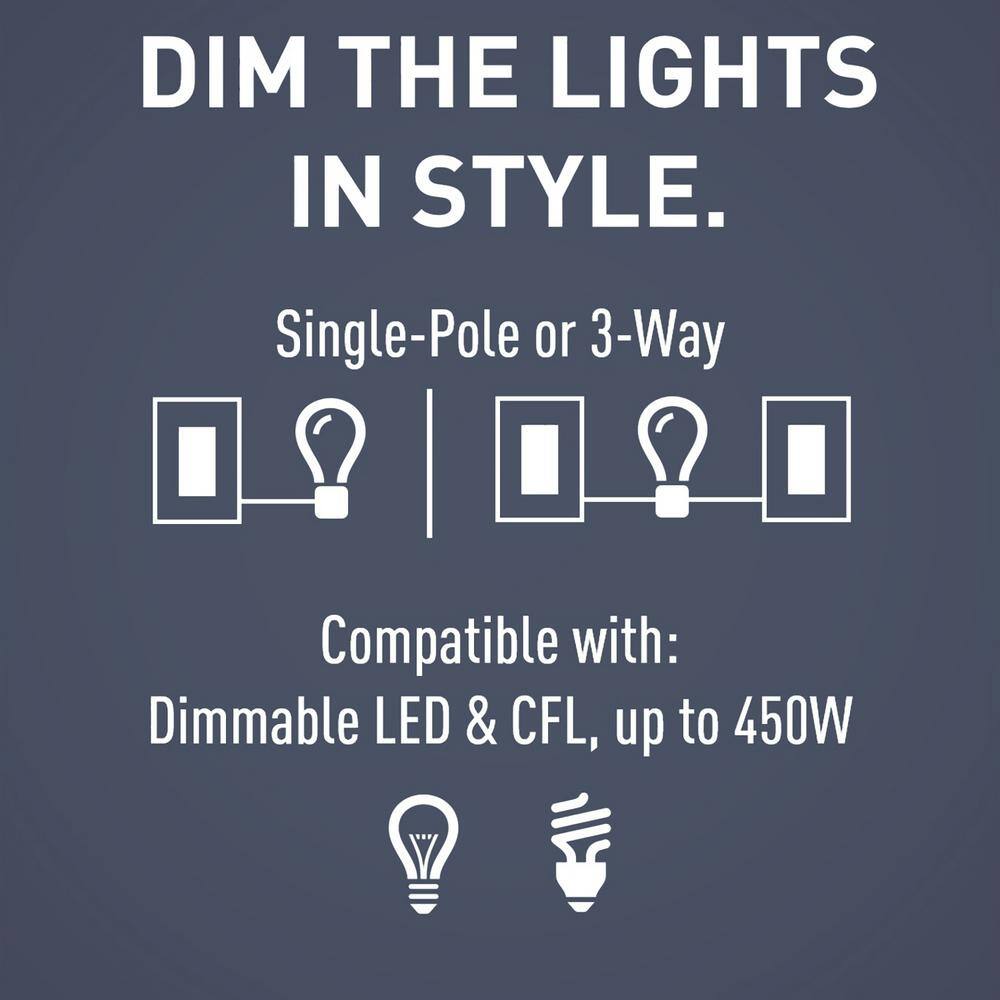 Legrand radiant 450-Watt Single Pole3-Way LEDCFLIncandescent Dimmer with Wall Plate with Dark Bronze RHCL453PWPDB