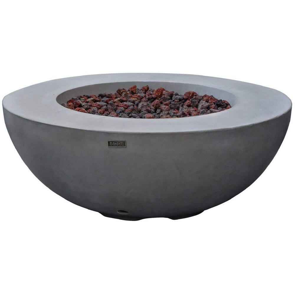 ENVELOR:Envelor Elementi Outdoor Lunar Fire Bowl 42 in. Round Stainless Steel Natural Gas Fire Pit Table Glass with Reinforced Concrete ENV-OFG101-NG