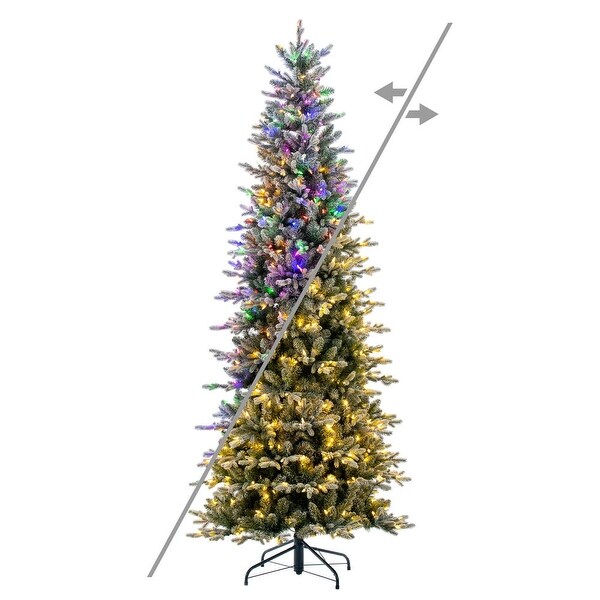 Vickerman 9' x 48 Frosted Wistler Spruce Artificial PreLit Christmas Tree，800 Color Changing Lights