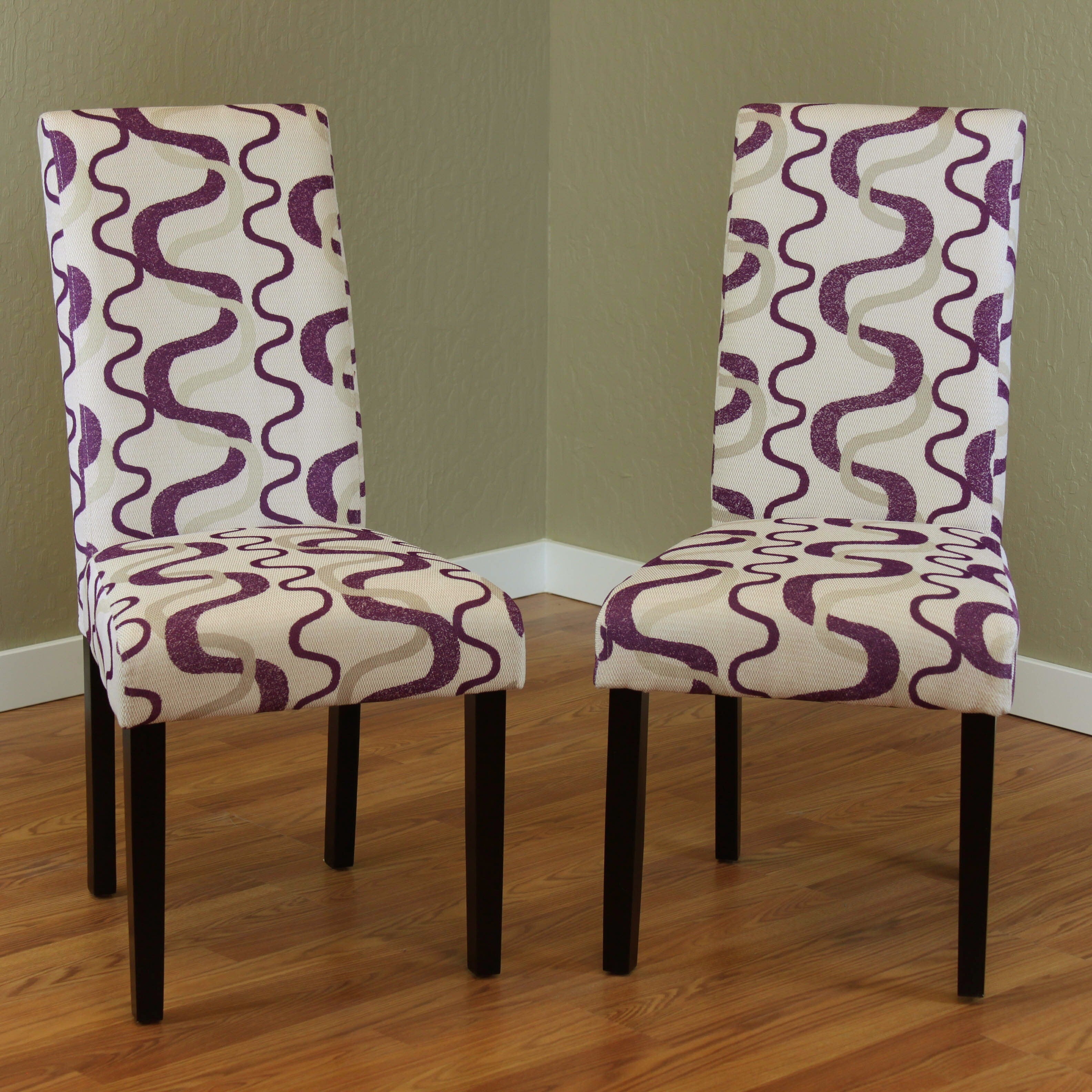 Villa Fabric Berry Print Dining Chairs (Set of 2)