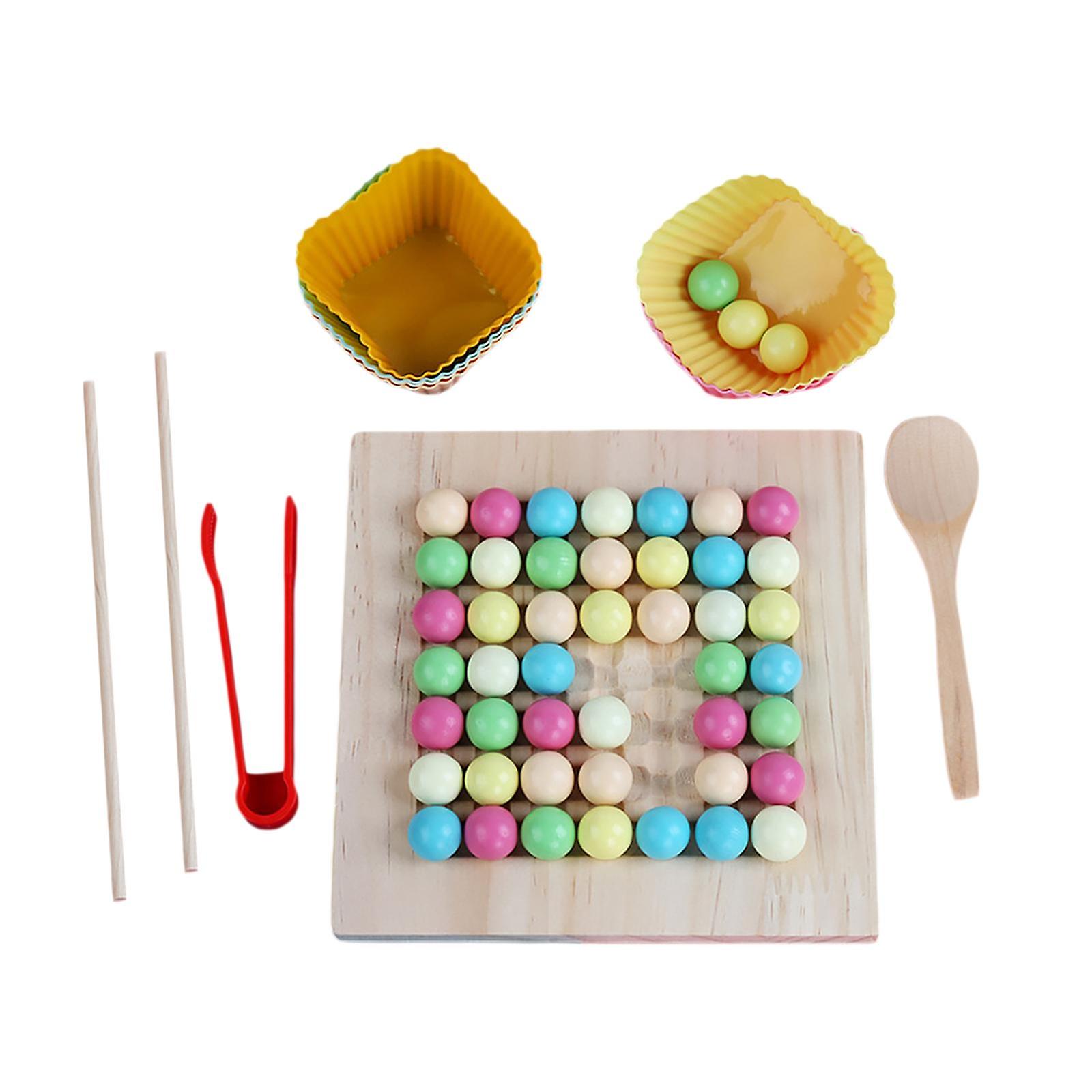 Wooden Board Bead Game Wooden Rainbow Beads For Sorting Interaction Teaching Style B