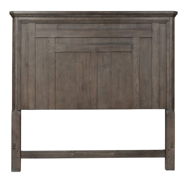 Copper Grove Artisan Prairie Wirebrushed Aged Oak with Gray Dusty Wax King Panel Headboard - - 25993965