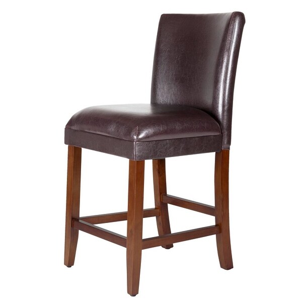 24-inch Luxury Brown Faux Leather Barstool - 24 inches