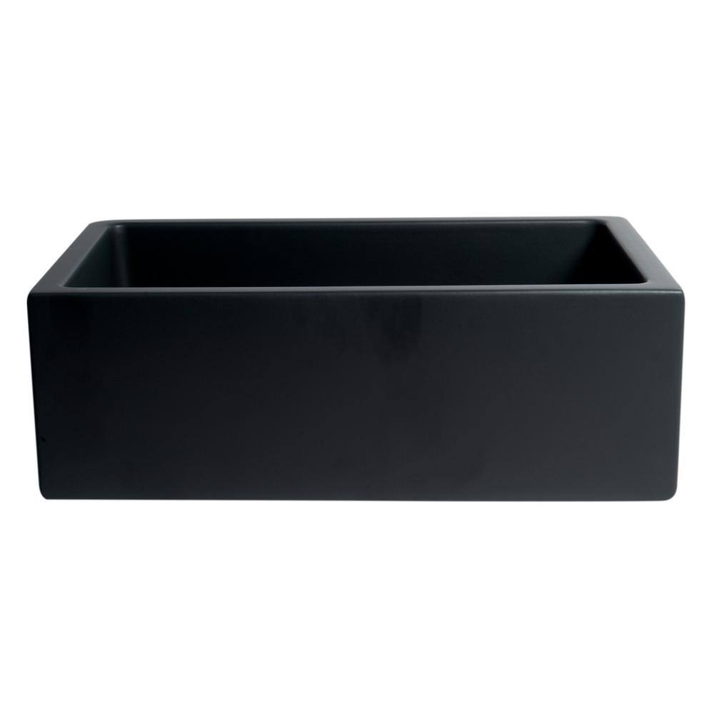 ALFI BRAND Black Matte Fireclay 29.88 in. Single Bowl Farmhouse Apron Kitchen Sink AB3018HS-BM