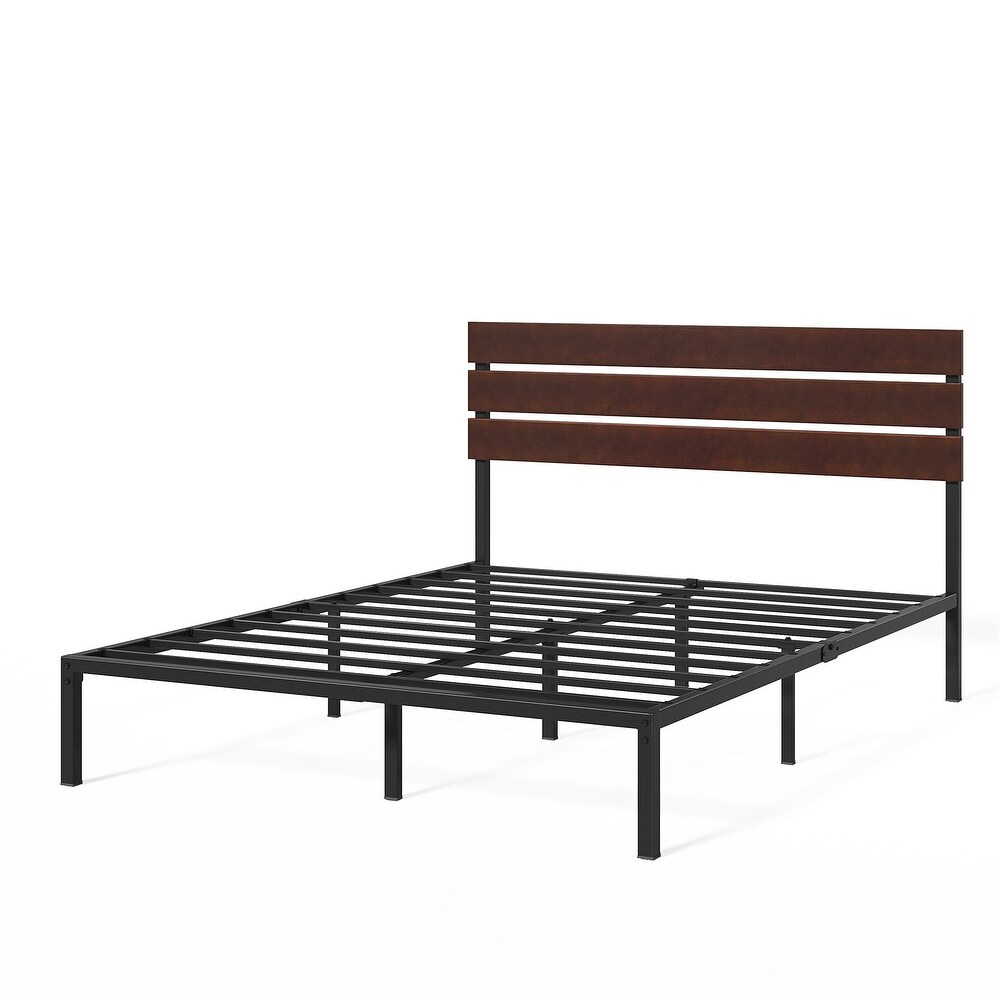 Priage by ZINUS Coffee Bean Bamboo and Metal Platform Bed Frame