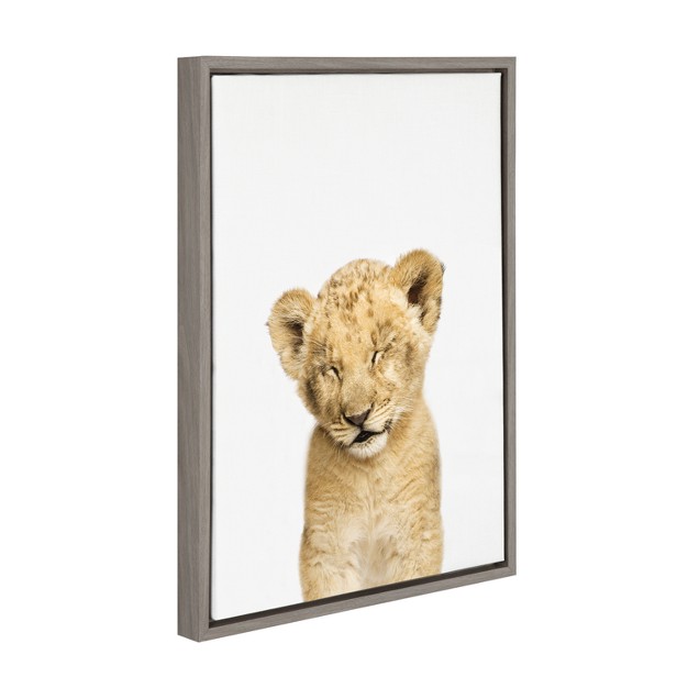 X 24 quot Sylvie Sleepy Lion Framed Canvas By Amy Peterson Gray Kate And Laurel