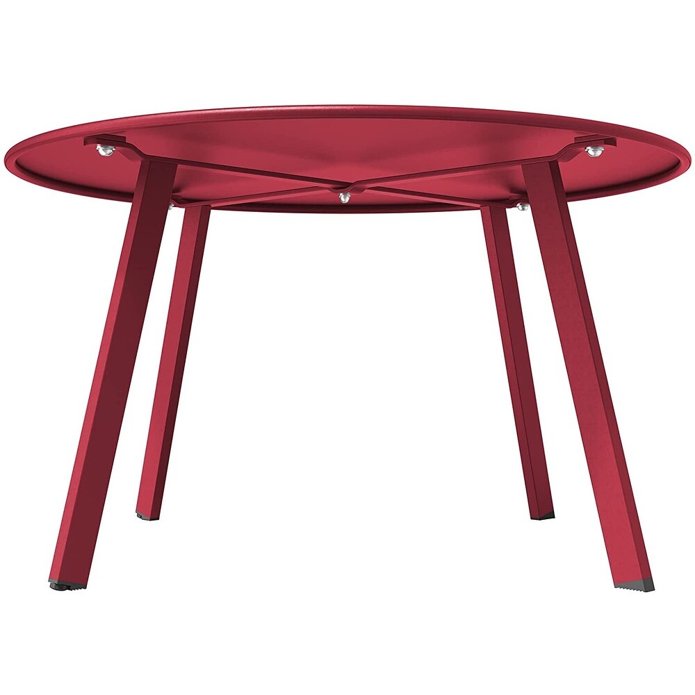 27.6 inch Red Round Coffee Table Patio Side Table