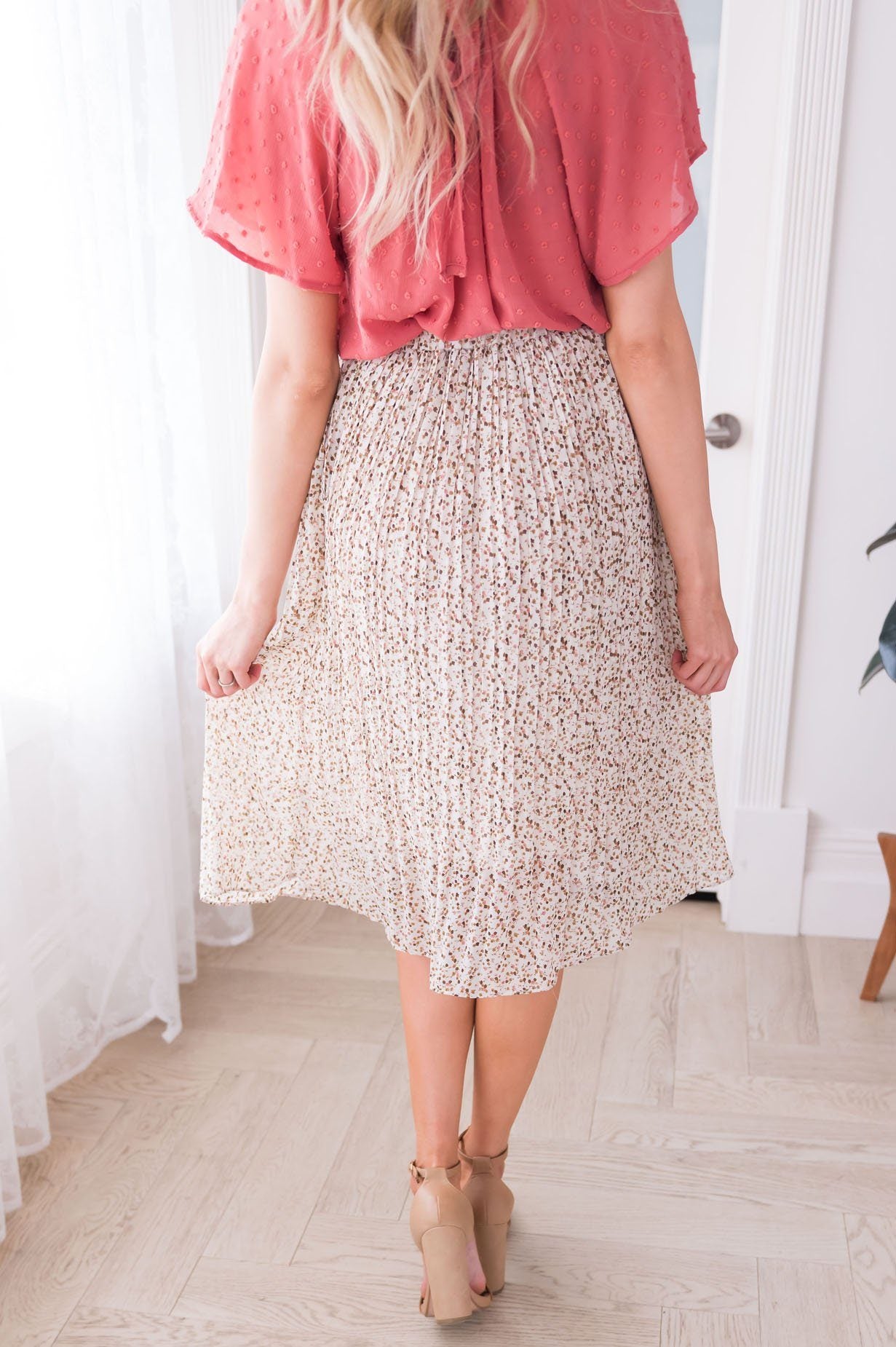 Fall Blooms Modest Pleated  Skirt