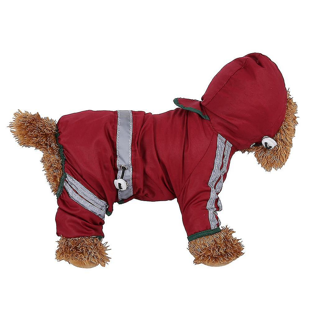 New Pet Raincoat Waterproof Jacket Dog Hood Rain Cover Outdoor Protection Clothes (Red M)